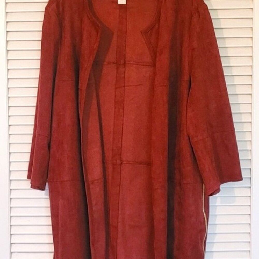 Faux Leather  Terracotta open Jacket